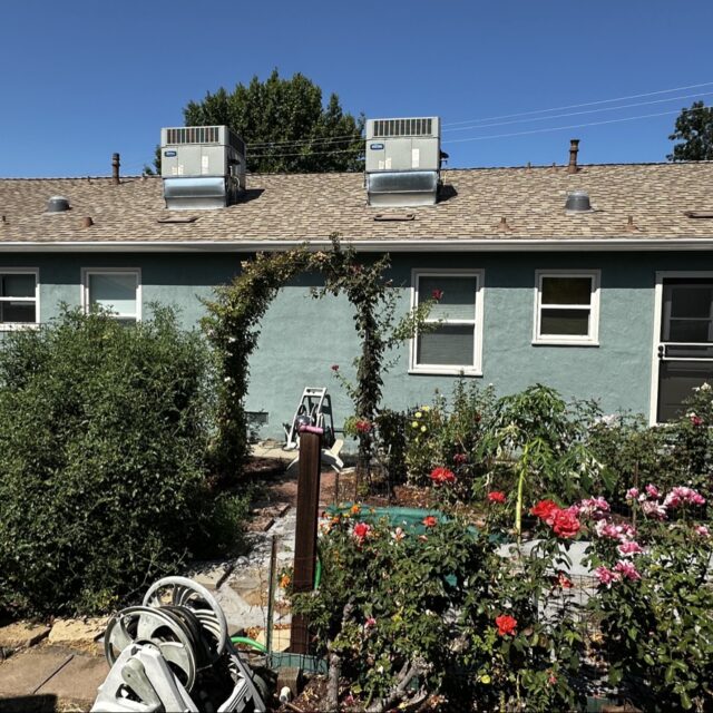 Exterior house painting in Sacramento, CA by Baldwin Custom Painting — teal bungalow with flowering bushes