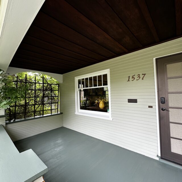 Wood staining in Sacramento, CA by Baldwin Custom Painting — covered porch with stained wood ceiling
